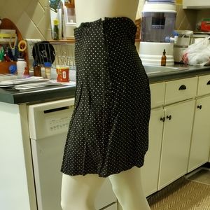 Vintage High Wasted Lattice Laced Back Zip Up Black and White Polkadot Skort